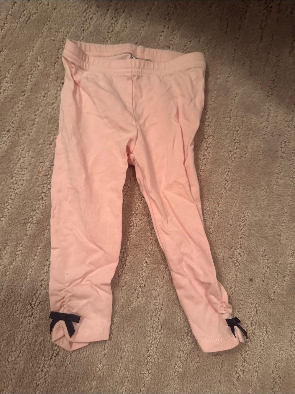 Janie and Jack Light Pink Knit Leggings with Ankle Bows